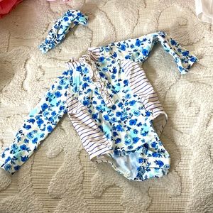 Blue and white Jessica Simpson bathing suit 12